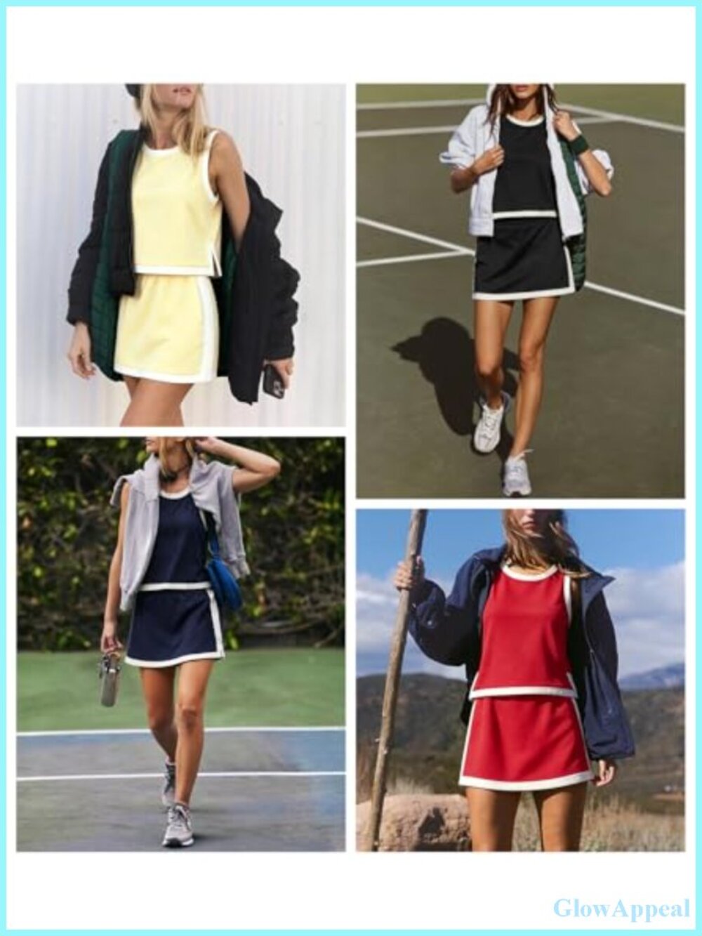 2 Piece Athletic Skirt Set for Women Sleeveless Crew Neck Built in Shorts with - Picture 6 of 6